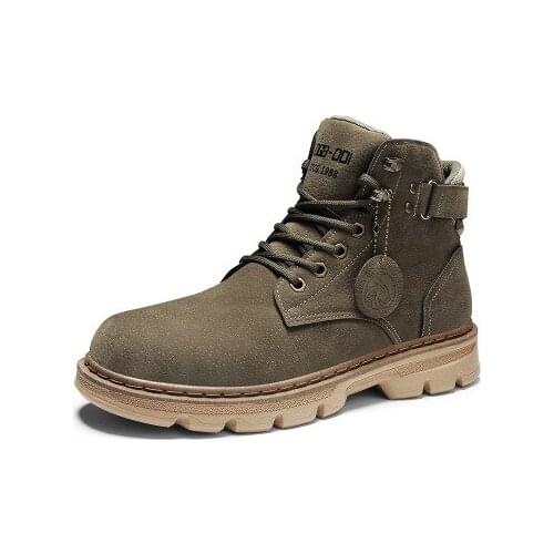 Men Work Shoes Hard-wearing Breathable Lace-up Genuine Leather Military Safety Boot Autumn Spring British Style Men Ankle Boots