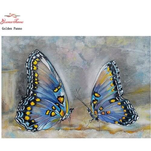 Golden Panno,DIY DMC 11CT 14CT completely Cross stitch ,A pair of butterflies,kits embroidery needlework sets wall decoration 07