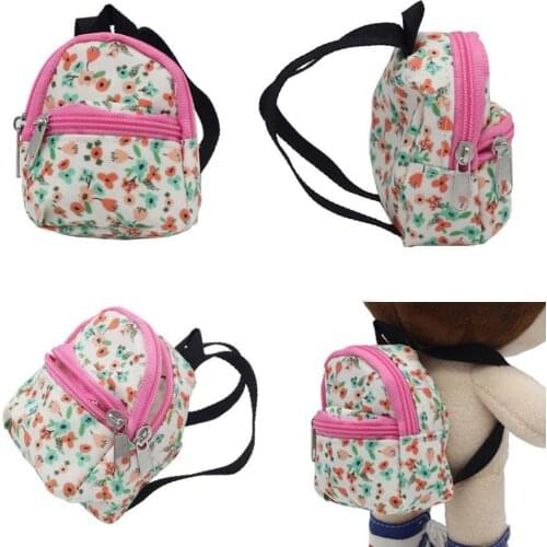 Doll Dress Up Backpack Small Doll School Bag Two-layer School Canvas Bag D6I4