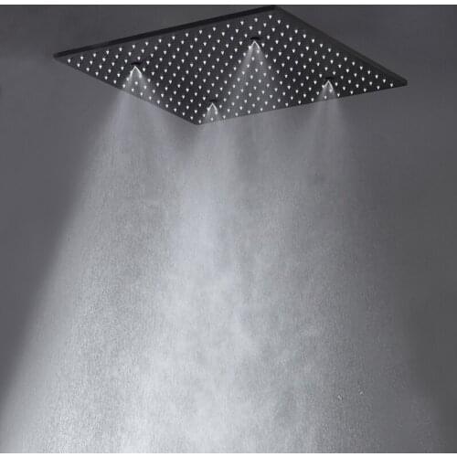 20 Inch LED Shower Head Rainfall Misty Jet Massage Bathroom Showerheads 304 SUS Black Ceiling Mounted Showers Water Power