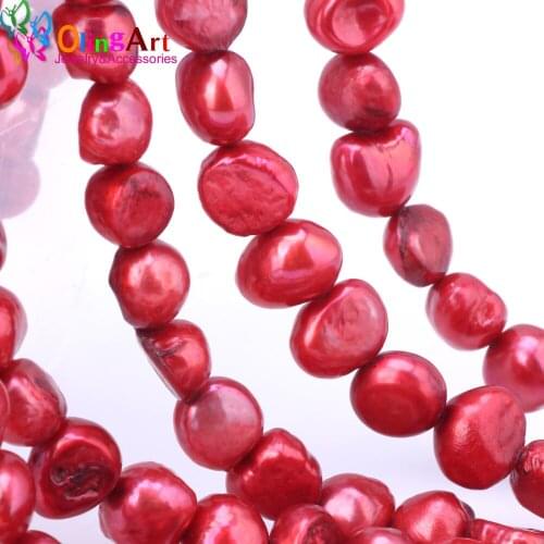 OlingArt between 7-8MM 1string Red Natural pearl irregular oval beads DIY Bracelet earrings choker Jewelry Making