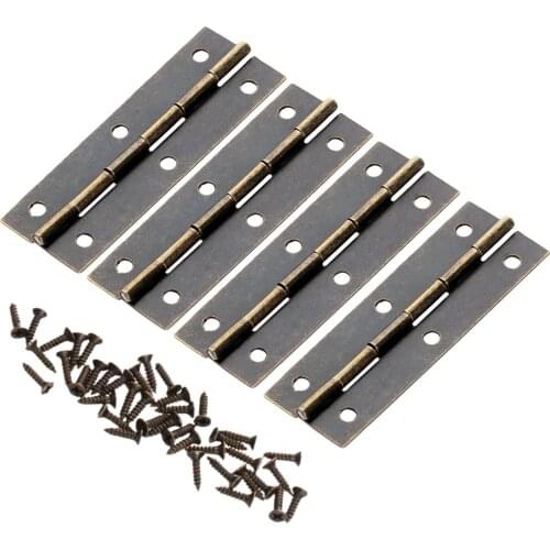4Pcs Antique Bronze Furniture Hinge Cabinet Drawer Door Butt Hinge Vintage Jewelry Wooden Box Hinges For Door Furniture 60*20mm