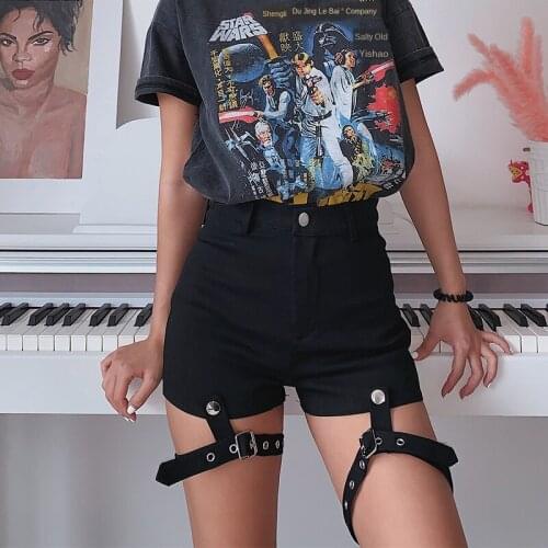 2020 Rushed Cotton Regular Button Pockets Shorts Woman Shorts Street Shot Cool Belt Buckle Design High Waist Hips Hot Tide