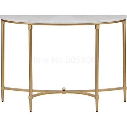 Light luxury Nordic marble entrance hall hall cabinet wrought iron semi-circle porch table aisle decoration against the wal