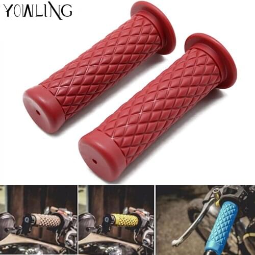 Motorcycle 7/8" Vintage Rubber Handlebar Hand Grip For Triumph Honda Suzuki Yamaha Kawasaki CG125 CB400 Z800