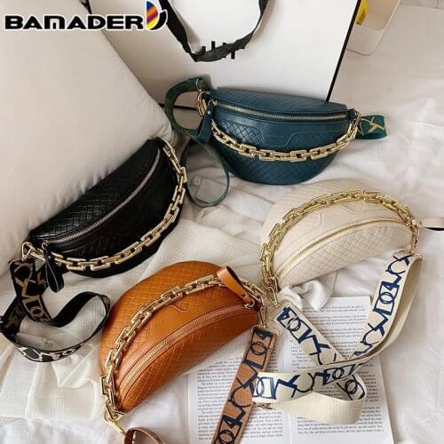 Ladies Waist Bag Thick Chain Waist Messenger Bag Ladies Luxury Brand Fashion Chest Waist Bag Leather Waterproof Fanny Wallet
