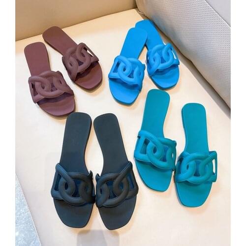 2021 European and American New Summer Pig Nose PVC Gel Shoes Non-Slip Beach Flat Slippers Shoes Woman