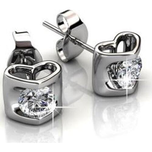 Stud Earrings for Women White Gold Color Jewelry AAA Zircon Round Boucle D'oreille Wedding Brincos