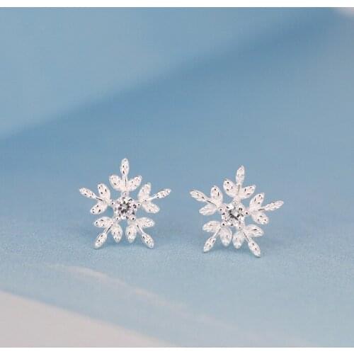 New Fashion Silver Color Crystal Snowflake Earrings for Women Brincos Pendientes Wedding Jewelry