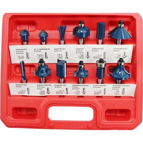 12PCS 1/4 Inch Shank Woodworking Milling Cutter Bits Set Trimming Machine Engraving Machine Accessories Set with Storage Box