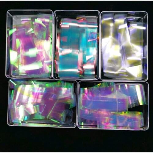 20PCS Aurora Nails Glass Foil Film Sticker Cellophane Paper 15 Colors Nail Trend Design Ice Cube 1cm*50cm Manicure Decoration#NZ