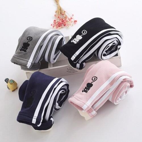 2017 winter girl and boy thick and warm pant cute cat design