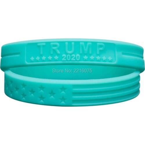 300pcs Turquoise Trump Keep America Great with American Flag for President wristband silicone bracelets free shipping by DHL A