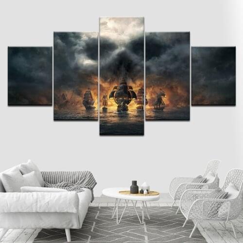 5 Pieces Canvas Painting Pirates of the Caribbean Movie Wall Art Pictures Modular Wallpapers Poster Print for living room Decor