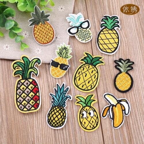 50pcs/lot Embroidery Chapter Pineapple Patches Cloth Clothing Decoration Sewing Accessories Applique Clothes Iron on Transfer