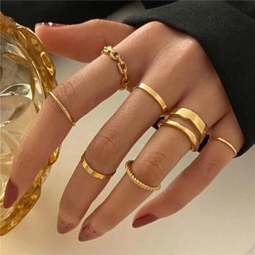 7 Pcs Popular BOHO Knuckle Ring Set Extraordinary All-match Slim Rings Cold Wind Minimalist Multi Piece Set Jewelry For Ladies