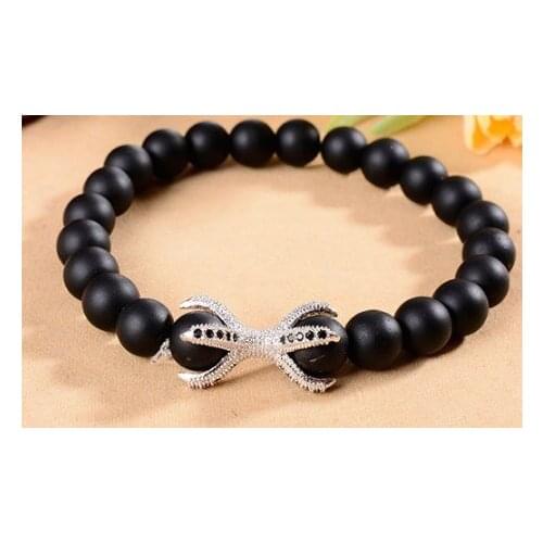 8mm rope micro pave cz zircon Eight claws Reiki Buddha Prayer Yoga Bracelet gdgf2 adjusted Macrame black bead Bangles