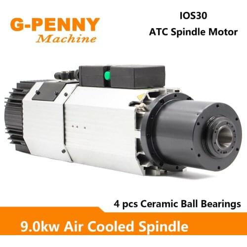 9.0KW ATC Air cooled spindle motor 800Hz 4pole 220v / 380v Automatic Tool Change wood working spindle motor ISO30 Tool Holder