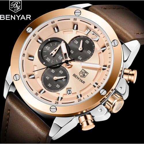 BENYAR Mens watches brand Luxury Quartz watches for men military sport Chronograph waterproof clock man relogio masculino 2020