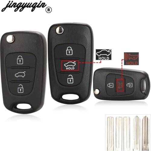 Jingyuqin For HYUNDAI I30 IX35 Avante For Kia K2 K5 Sportage Picanto Rio Cerato Ceed Soul Flip Remote key Shell 3 Buttons