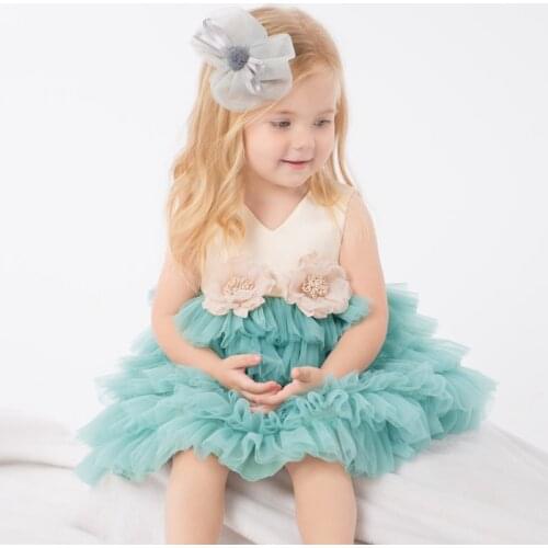 Baby Girls Tutu Floral Dresses Infant Kids Tiered A-lined Princess Pageant Sleeveless Flower Girls Dress Halloween Christmas
