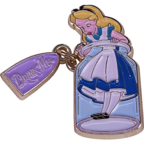 Aesthetic Alice Brooch Bronze Enamel Pin for Women Girls Kids Gift