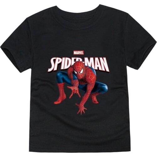 Pure Cotton Cartoon Disney Spiderman Print Boy T-Shirts Cotton Short Sleeve Children Clothes Summer Kids Boy Girl Top Tee