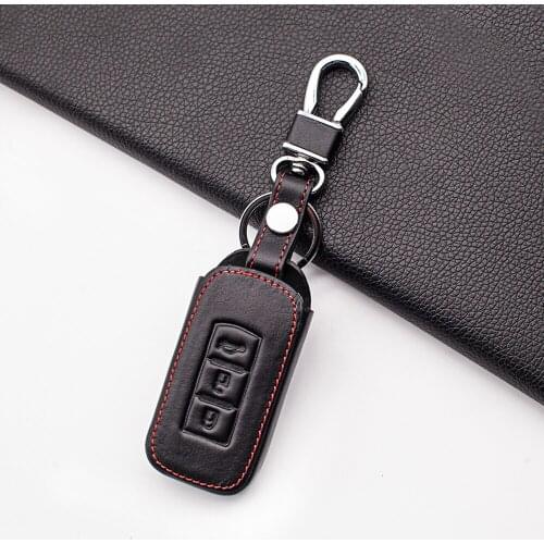 Smooth Leather Car Key Case Cover Key for Mitsubishi ASX RVR Outlander Lancer 10 Pajero Sport L200 Smart 3 Button car key case