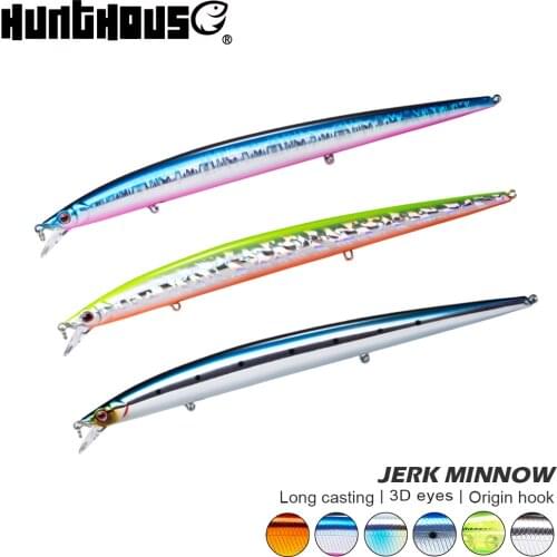 Hunthouse 3pcs long jerkbait floating minnow lure 210mm 34g hard lures saltwater for sea bass hard fake bait fishing lure 2020