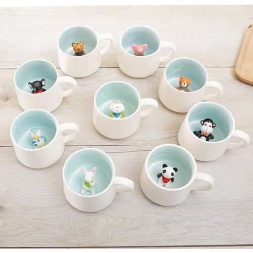 400ml Cute Animal Ceramic Mugs Cartoon Coffee Milk Tea Breakfast Cup Novelty Gifts Mugs
