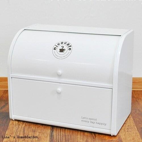 Rollup top light gray small Powder Coated Bread Bin