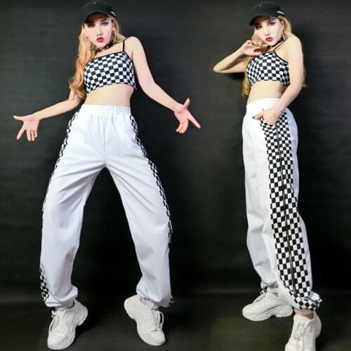 Hip Hop Costume Adult Jazz Clothing Street Dance Performance Wear Nightclub Bar DJ Gogo Dancer Plaid Vest Stage Costume DNV13853