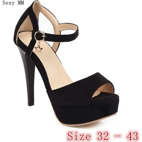 Summer Pumps Women Peep Toe High Heels Party Platform Gladiator Sandals Woman High Heel Shoes Small Plus Size 32 33- 40 41 42 43