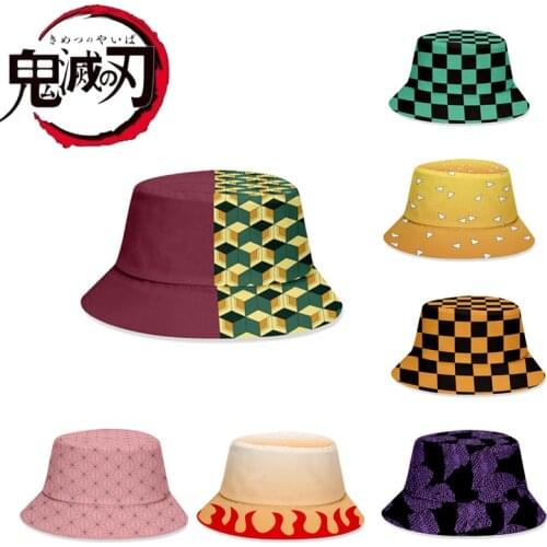 Anime Demon Slayer Kimetsu No Yaiba Cosplay Sunscreen Fisherman Hat Summer Outdoor Sunscreen Sun Hat Anti-UV Hat Gift