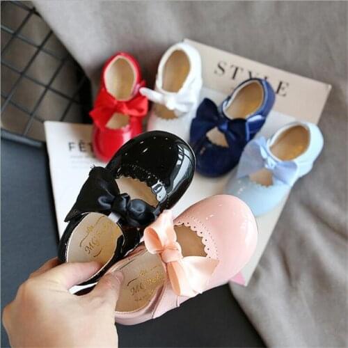 HOT Girls Shoes Toddlers Infants Leather Shoes Childrens Flats PU Patent Leather Kids Cute bow Princess shoes kids shoes