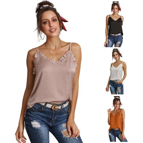 Summer Vest Women Casual Oversize Loose Lace Backless Female Vest Beach Solid Camisole Sexy V Neck Sleeveless Halter Tank Top