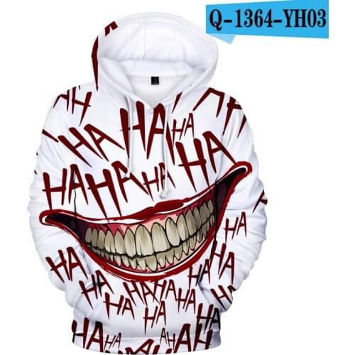 Fashion HAHA joker Hoodies Men/women Hot Harajuku Hip Hop joker Mens Hoodies and Sweatshirt Casual Clothes
