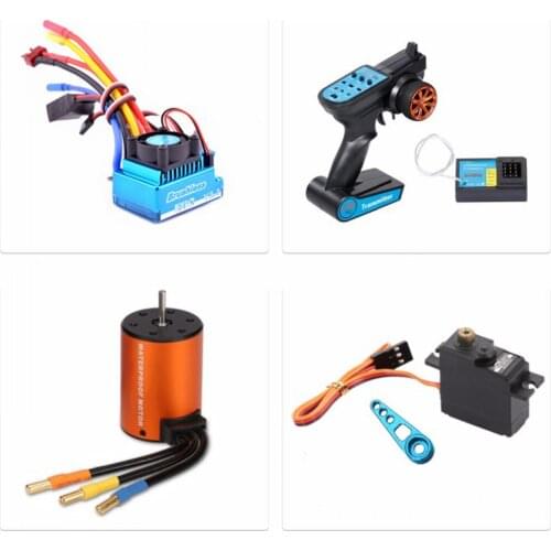 Professional 120A Brushless ESC Motor Set 2.4G Remote Control Steering Gear Rocker Arm for WLtoys 144001 RC Car Accessories
