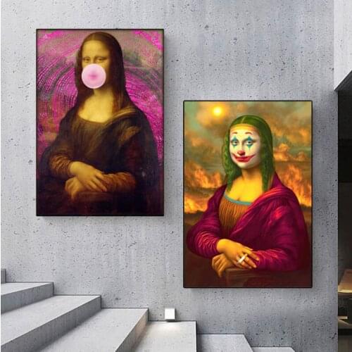 Funny Tricky Mona Lisa Canvas Painting Wall Art Animal Beers Posters and Prints Modern Picture Living Room Home Decoration