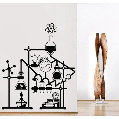 Science Vinyl Wall Decal Living Room Chemical Laboratory Wall Stickers for Chemistry School Room Decoration Removable W148