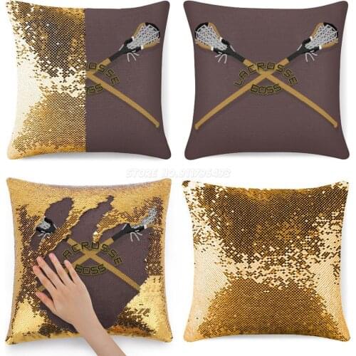 Boss Twin Sticks Sequin Pillowcase Cafe Home Decor Color Changing Pillowcase Boss Crossed Sticks Sports for Players for Fans for