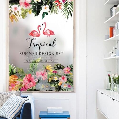 INS glass film flamingo light opaque glass stickers kitchen door bathroom partition film frosted stickers