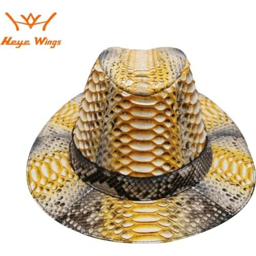 2021 New Arrival Multicolor Python Skin Luxury Top Hat Snake Leather Handmade Cap Fashion Cowboy Hat