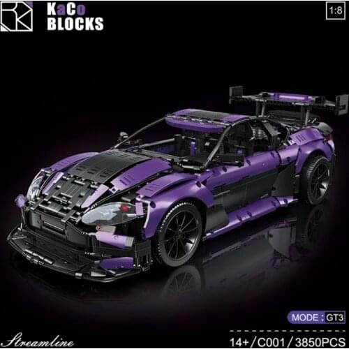 NEW Technical 1:8 Purple Martining Vantage Super Racing Car Model Building Blocks Brick MOC-8780 Vantage Toys Kids Birthday Gift