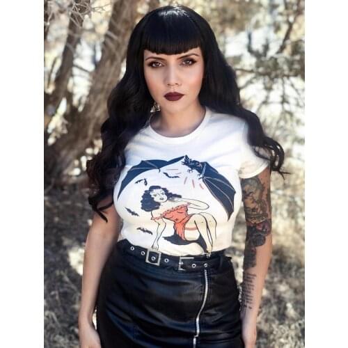 Colored A Night of Horror! Gothic bat Witch T-Shirt funny 100% Cotton graphic vintage women grunge unisex casual tshirt top tee