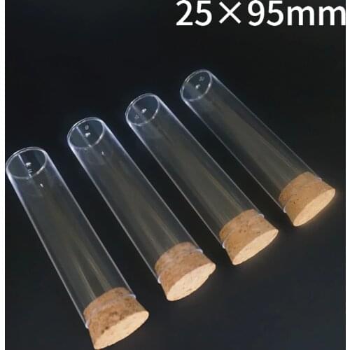 50pcs/lot 25*95mm 35ml Flat bottom Plastic tube laboratory Transparent hard plastic test tube with cork Wedding favours Vial
