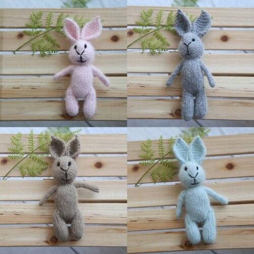 Teddy Bunny Photography Props Stuffed Animal Newborn Bunny Pops Knit Baby Easter Rabbit Toy