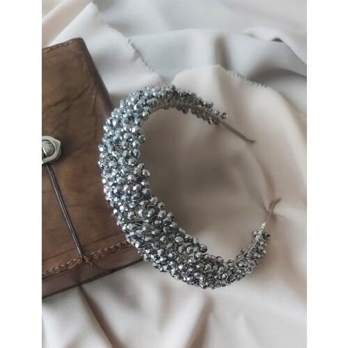 Silver Silver Beaded Crown-Bride Crown-Puerperal Crown-Engagement Crown