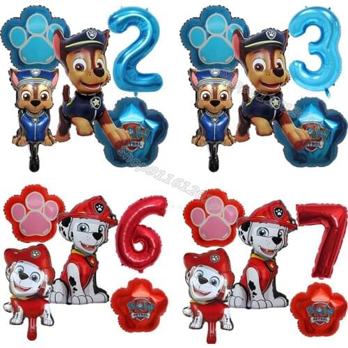 Paw Patrols Digital Balloons Set Cartoon Animation Birthday Balloons Baby Shower Cute Dog Claw Globo Party Decoration Supplies