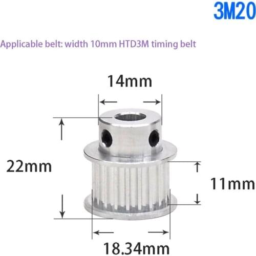 1Pcs BF-type 20 Teeth 3M Timing Belt Pulley Slot Width 11mm/16mm Bore 4mm-10mm For 10mm/15mm Belt CNC Machine/Step Motor